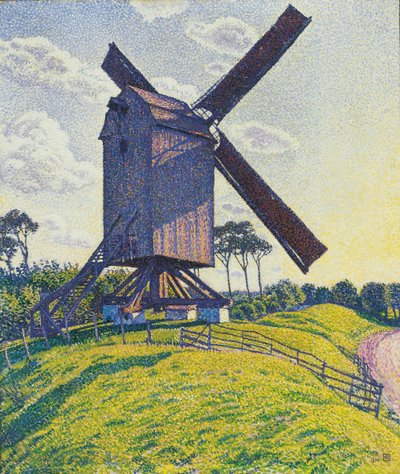 Moulin a vent dans les Flandres - Kalf Mill in Knokke ou Windmill in Flanders, de Rysselberghe, Theo van (1862-1926). Óleo sobre tela de Théo van Rysselberghe