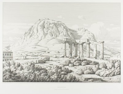 Corinto: Templo de Neptuno e o Acrocorinto de Théodore Caruelle d