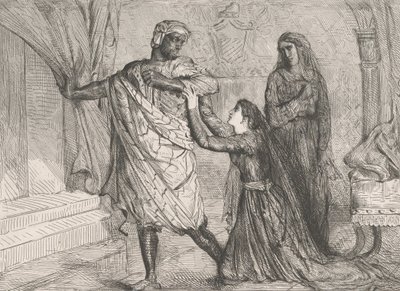 Fora!: placa 7 do Ato 3 de Otelo, Cena 4, gravada em 1844, reimpressa em 1900. de Théodore Chassériau