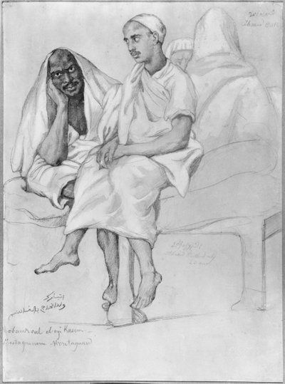Preto e árabe de Mostaganem (lápis e guache em papel) de Théodore Chassériau