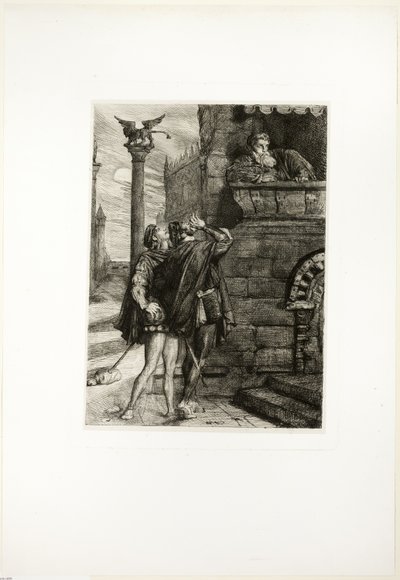 Acorda! que hein! Brabantio! ladrões! ladrões!, prato um de Otelo de Théodore Chassériau