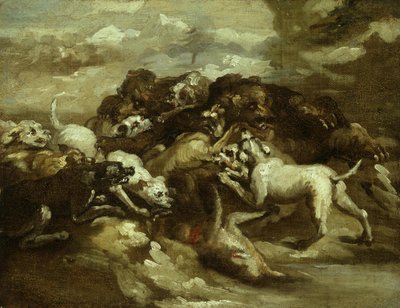 Alemão: Cães a lutar contra ursos de Theodore Gericault