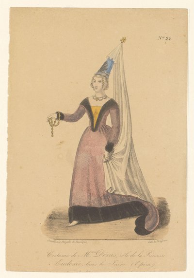 Julie Dorus-Gras no papel da princesa Eudoxie na ópera La Juive Traje da Sra. Dorus, papel da Princesa Eudoxie, em La Juive (Opéra) (título no objeto) Atores, atrizes em operazangers in hun rol (título da série) de Théodore Lejeune