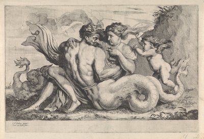 Sirene e tritão
Figuras mitológicas (título da série) de Théodorus van Kessel