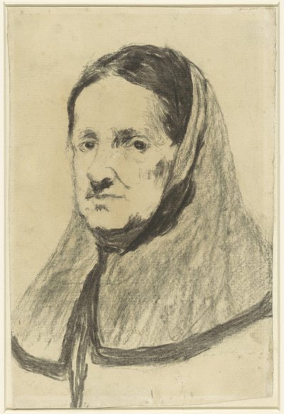Estudo de uma velha, vista até os ombros, ligeiramente à esquerda de Théodule Augustin Ribot