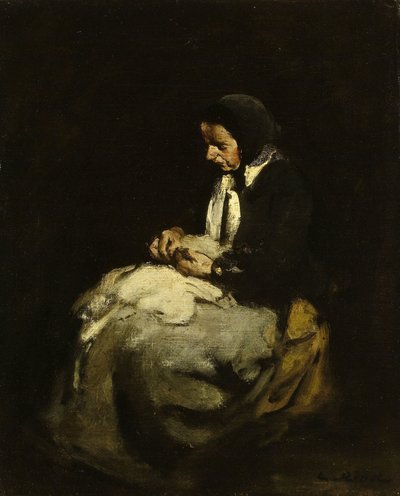 Mulher costurando de Théodule Augustin Ribot
