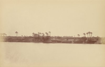 Margens do Nilo com palmeiras e barcos de Théodule Devéria