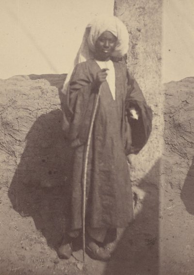 [Retrato de um jovem norte-africano encostado a um pilar] de Théodule Devéria