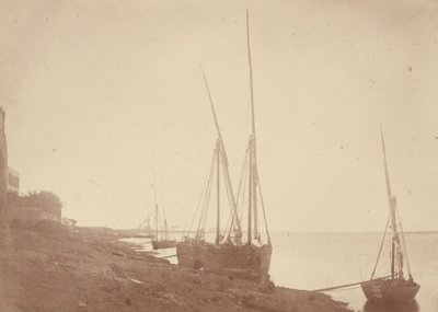 Barcos à vela na margem do Nilo de Théodule Devéria