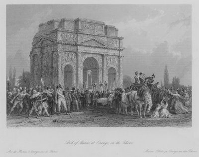 Arco de Marius, em Orange, no Ródano (gravura) de Thomas (after) Allom