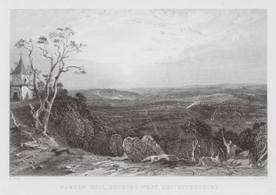 Bardon Hill, olhando para Oeste, Leicestershire (gravura) de Thomas (after) Allom