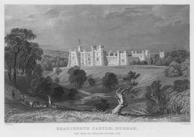 Castelo Brancepeth, Durham, a sede de William Russel (gravura) de Thomas (after) Allom
