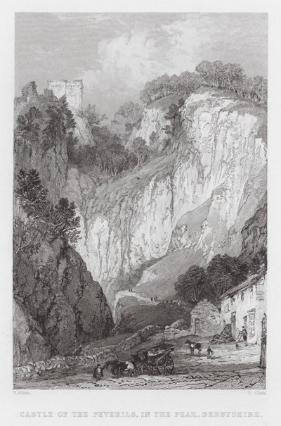 Castelo dos Peverils, no Pico, Derbyshire (gravura) de Thomas (after) Allom