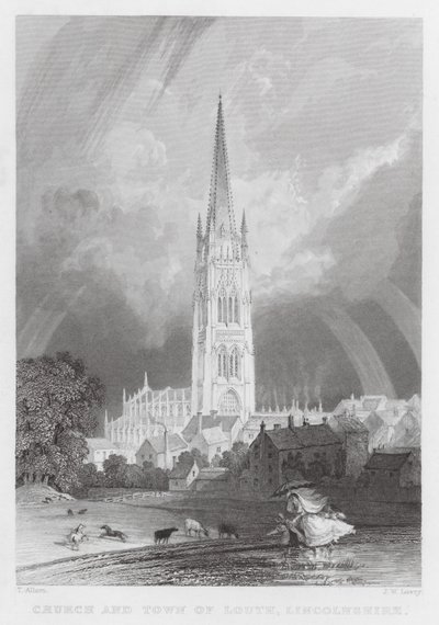 Igreja e Cidade de Louth, Lincolnshire (gravura) de Thomas (after) Allom