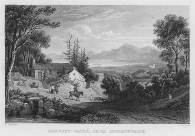 Derwent Water, de Applethwaite (gravura) de Thomas (after) Allom