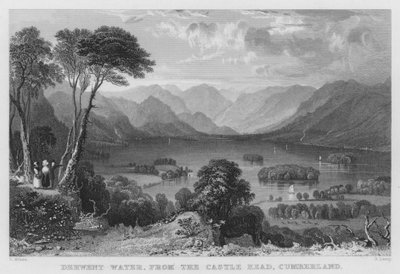 Derwent Water, from the Castle Head, Cumberland (gravura) de Thomas (after) Allom