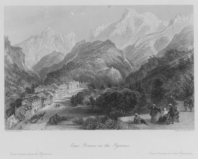 Eaux Bonnes, nos Pirenéus (gravura) de Thomas (after) Allom