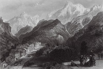 Eaux Bonnes, nos Pirinéus (gravura) de Thomas (after) Allom