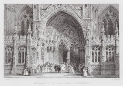 Entrada na Catedral de Lincoln (gravura) de Thomas (after) Allom