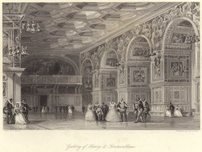 Galeria de Henrique II Fontainebleau (gravura) de Thomas (after) Allom
