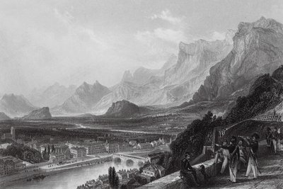 Grenoble, a partir da Fortaleza (gravura) de Thomas (after) Allom