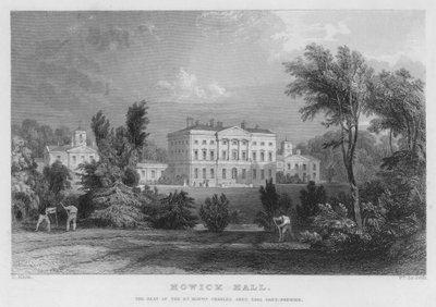 Howick Hall, a sede de Charles Grey, Earl Grey, Premier (gravura) de Thomas (after) Allom