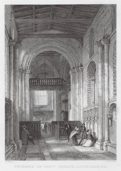 Interior de Stow Church, Lincolnshire (gravura) de Thomas (after) Allom