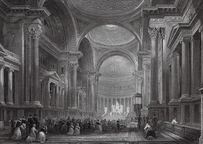 Interior da Madeleine, Paris (gravura) de Thomas (after) Allom