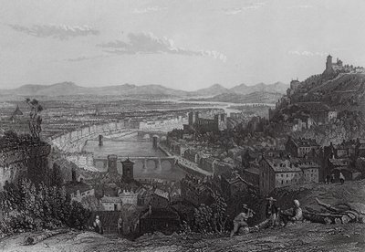 Lyon, a partir de La Croix Rousse (gravura) de Thomas (after) Allom