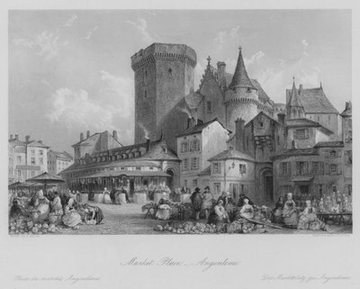 Market Place, Angouleme (gravura) de Thomas (after) Allom