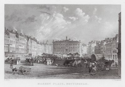 Market Place, Nottingham (gravura) de Thomas (after) Allom