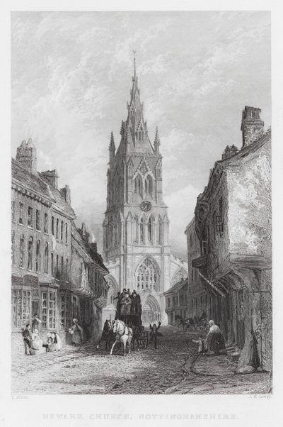 Igreja de Newark, Nottinghamshire (gravura) de Thomas (after) Allom