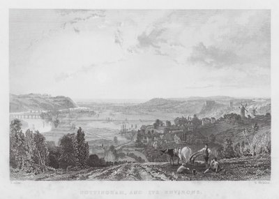 Nottingham, e seus arredores (gravura) de Thomas (after) Allom