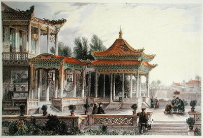 Pavilhão da Estrela da Esperança, Tong Chow, c.1850 (cor litho) de Thomas (after) Allom