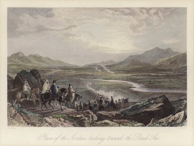 Planície do rio Jordão olhando para o Mar Morto (gravura colorida) de Thomas (after) Allom