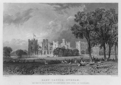 Raby Castle, Durham, a sede de William-Harry Vane, Duque de Cleveland (gravura) de Thomas (after) Allom