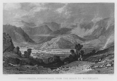 Rossthwaite, Borrowdale, from the Road to Watenlath (gravura) de Thomas (after) Allom