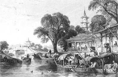 Silk Farms at Hoo-Chen, gravada por J. Tingle (gravação) de Thomas (after) Allom