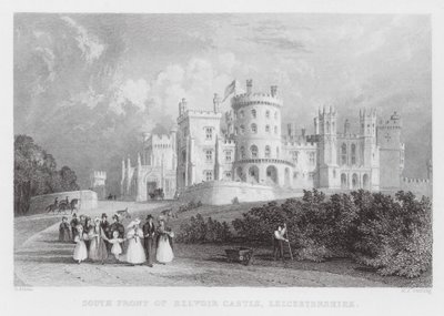 Frente Sul do Castelo de Belvoir, Leicestershire (gravura) de Thomas (after) Allom