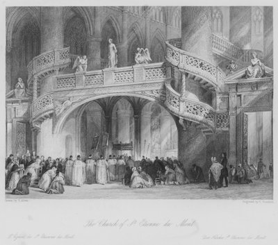 A Igreja de St Etienne du Mont (gravura) de Thomas (after) Allom