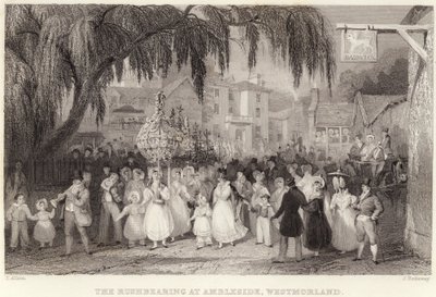 The Rushbearing at Ambleside, Westmorland (gravura) de Thomas (after) Allom