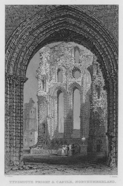 Tynemouth Priory and Castle, Northumberland (gravura) de Thomas (after) Allom