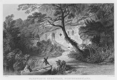 Warkworth Hermitage, Northumberland (gravura) de Thomas (after) Allom