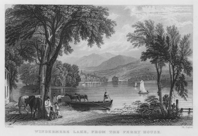 Lago Windermere, da Ferry House (gravura) de Thomas (after) Allom