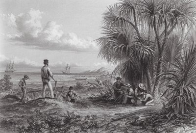 Austrália: Um acampamento de exploradores (gravura) de Thomas (after) Baines
