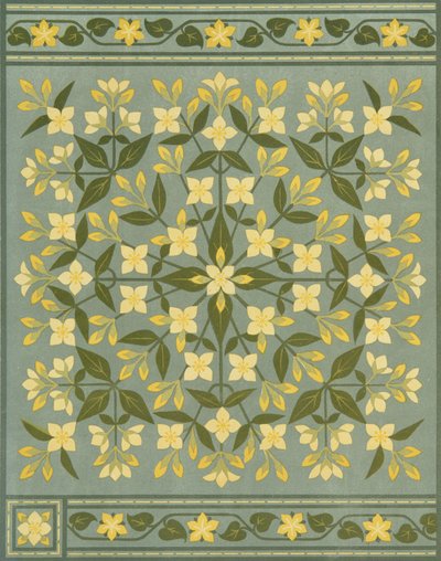 Desenho para uma almofada retirado de "The Art of Embroidery, A Treatise on the Practise of Decorative Needlework" (A arte do bordado, um tratado sobre a prática do bordado decorativo) de Thomas (after) Crane