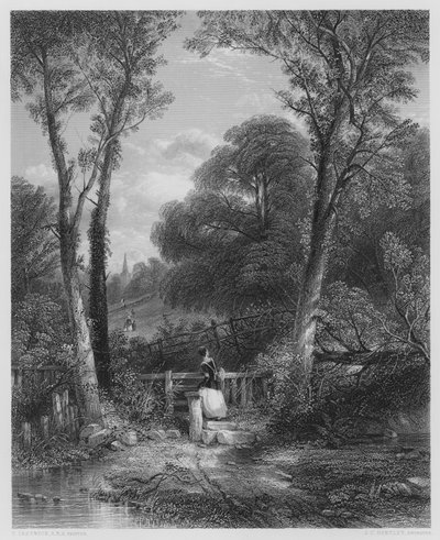 O Caminho para a Igreja, a partir da foto na Galeria Vernon (gravura) de Thomas (after) Creswick