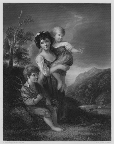 Cottage Children, da foto na Galeria Vernon (gravura) de Thomas (after) Gainsborough