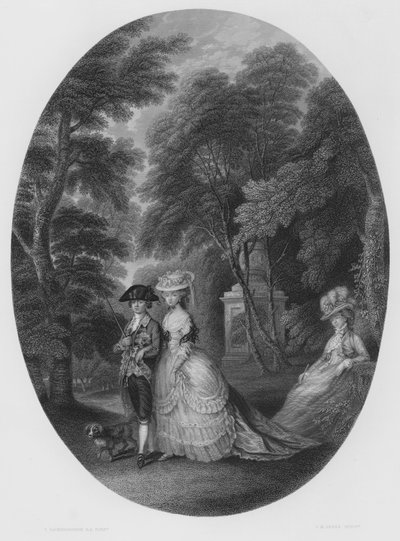 O Passeio em Kew, a partir da foto da Coleção Real (gravação) de Thomas (after) Gainsborough