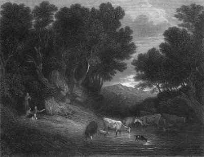 O local de rega (gravura) de Thomas (after) Gainsborough